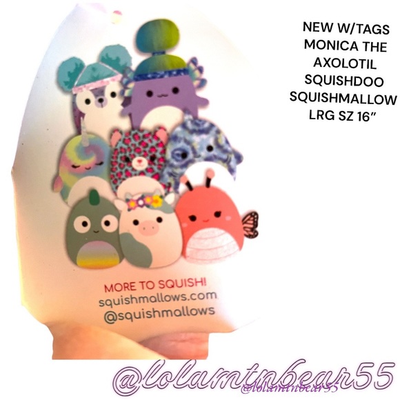 NEW W/TAGS MONICA THE AXOLOTIL SQUISHDOO SQUISHMALLOW LRG SZ 14” SQUISHY & CUTE - Picture 3 of 9